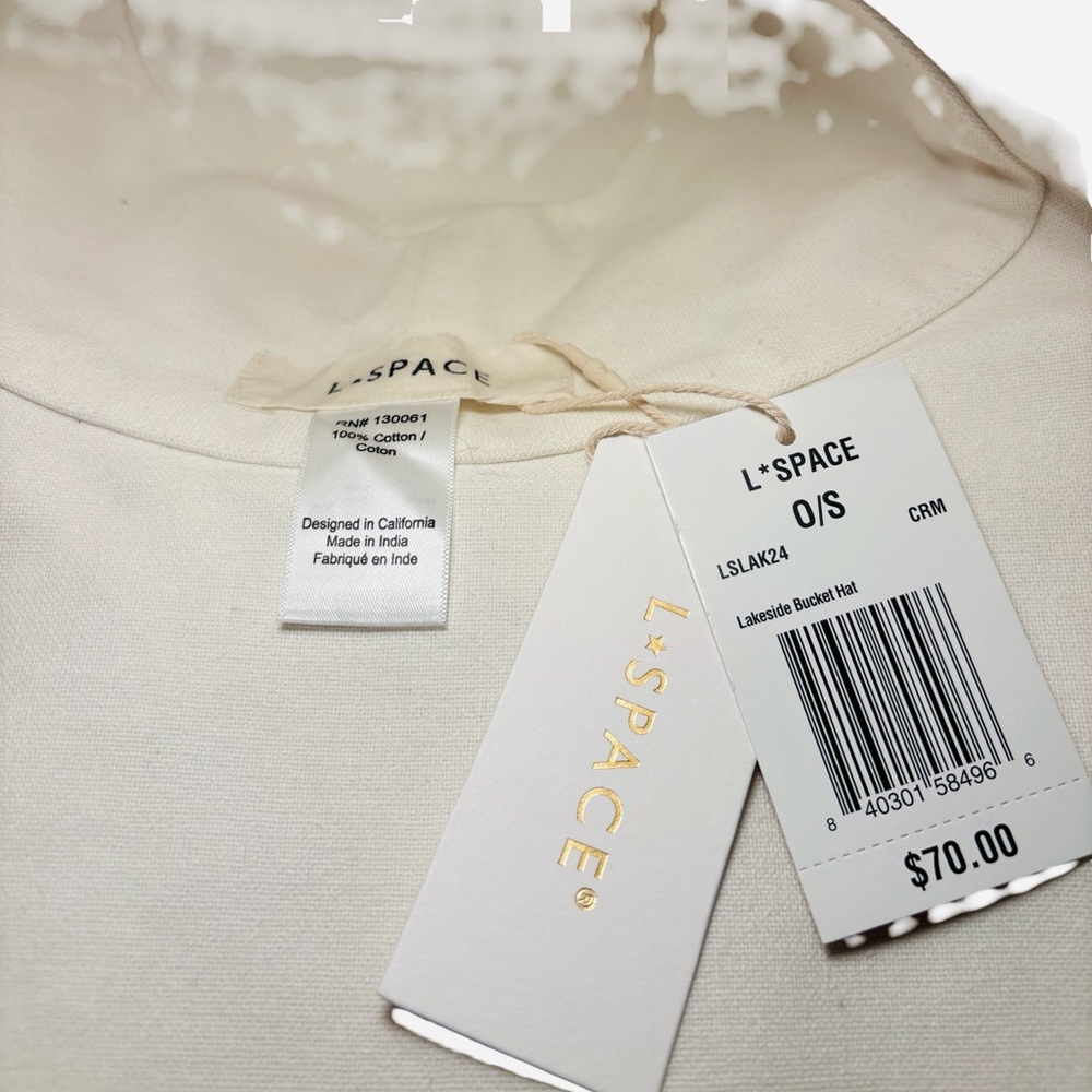 L*Space Bucket Hat Cream Lakeside Frayed Edge NWT - Picture 5 of 5